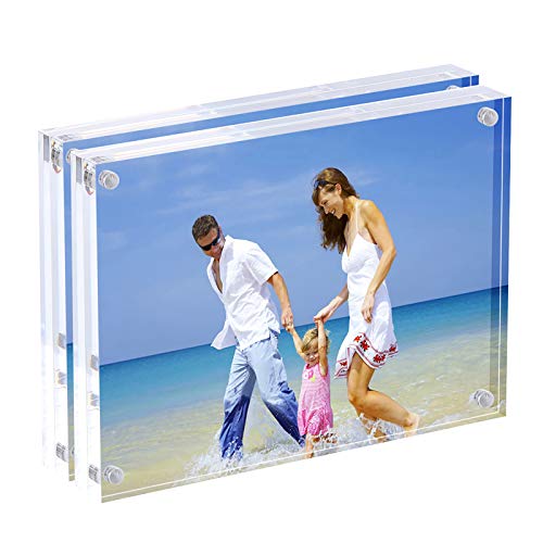 AMEITECH Marcos de acrílico, 10 x 15 cm Conjunto de Bloques de Doble Cara Transparente, Marco de Fotos magnético sin Marco de Escritorio - Paquete de 2 AMEITECH Marcos de acrílico, 10 x 15 cm Conjunto de Bloques de Doble Cara Transparente, Marco de Fotos magnético sin Marco de Escritorio - Paquete de 2