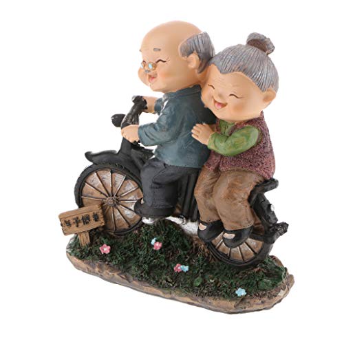 Amuzocity Chino Viejo Hombre Y Mujer Pareja Figura Escultura Estatua para Sala de Estar - Pareja de Bicicletas