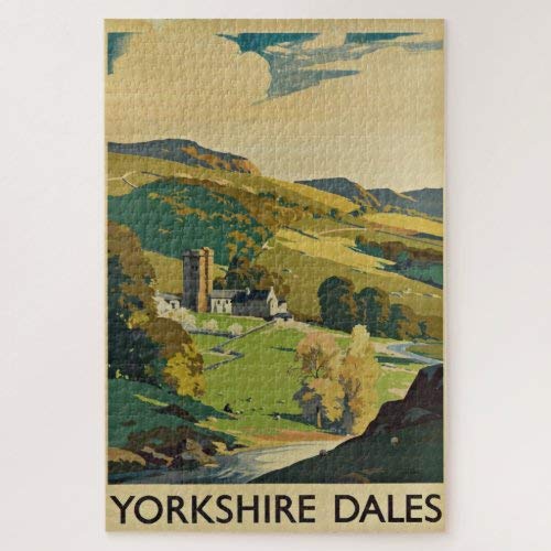 ANGELA G Wooden Jigsaw Puzzle 1000 Piece for Adults - Yorkshire England - Vintage Travel Jigsaw Puzzle Game Toys Gift Jigsaw Puzzle