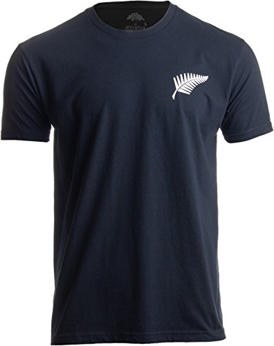 Ann Arbor T-shirt Co. Motivo neozelandés - Hoja Plateada de Helecho y Cruz del Sur - Negro Camiseta Unisex - M