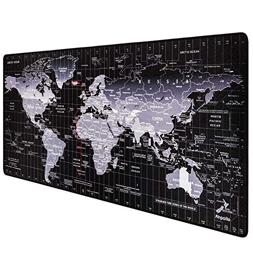 Anpollo Alfombrilla para Juegos 900x400x3mm XXL Alfombrilla de ratón para computadora, Adecuada para Grandes mapas del Mundo de Mesa