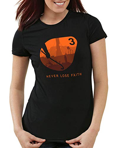 A.N.T. Never Loose Faith Camiseta para Mujer T-Shirt Black Mesa Lambda, Talla:XS