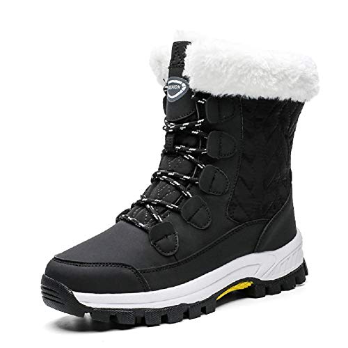 AONEGOLD Mujer Botas de Nieve Impermeable Zapatos Caliente Antideslizante Botas de Nieve Senderismo Trekking(Negro,39 EU)