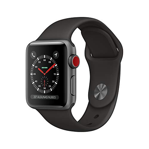 Apple Watch Series 3 (GPS + Cellular) con caja de 38 mm de aluminio en gris espacial y correa deportiva negra