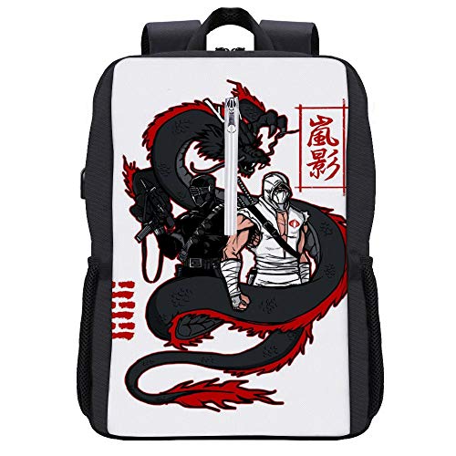 Arashikage Clan Storm Shadow Snake Eyes GI Dragon Joe Mochila para portátil con puerto de carga USB
