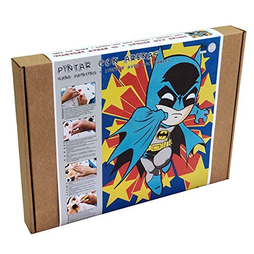 Arenart | Lámina Héroes BatM 30x40cm | para Pintar con Arenas de Colores | Manualidades para Niños | Dibujo Infantil | Pintar por números | +6 años Arenart | Lámina Héroes BatM 30x40cm | para Pintar con Arenas de Colores | Manualidades para Niños | Dibujo Infantil | Pintar por números | +6 años