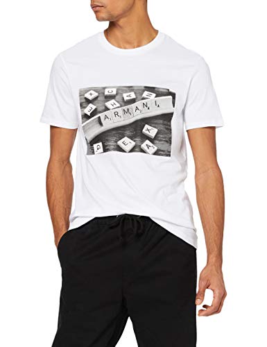 Armani Exchange Scrabble AX Camiseta, Blanco (White 1100), Small para Hombre
