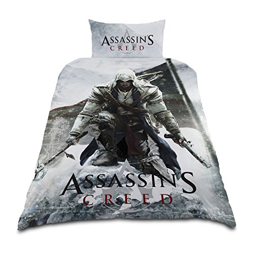 Assassins Creed ropa de cama con logo en Elbenwald 2 piezas 135x200cm, 50x75cm