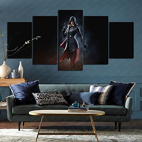 Assassin's Creed Syndicate Wallpaper Impresión de póster en HD Visión 3D Cinco paneles La familia necesita 100x50cm Sin marco