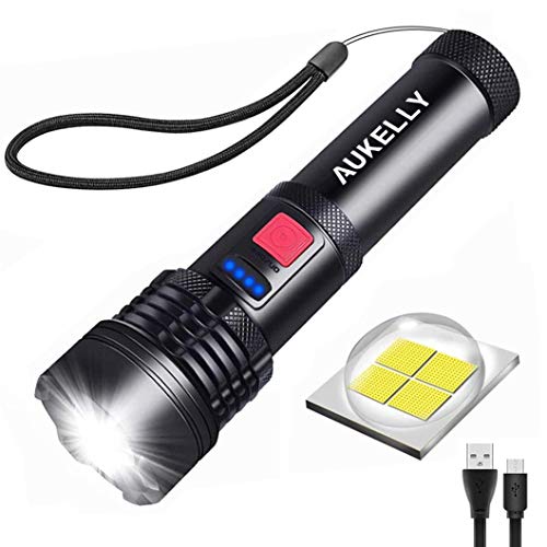Aukelly LED Linternas Recargable USB Linterna Tactica Linterna Alta Potencia Militar P70 Linternas,5 Modos,Linternas para Camping,Impermeable Linterna para Ciclismo,Con 18650 Batería Aukelly LED Linternas Recargable USB Linterna Tactica Linterna Alta Potencia Militar P70 Linternas,5 Modos,Linternas para Camping,Impermeable Linterna para Ciclismo,Con 18650 Batería