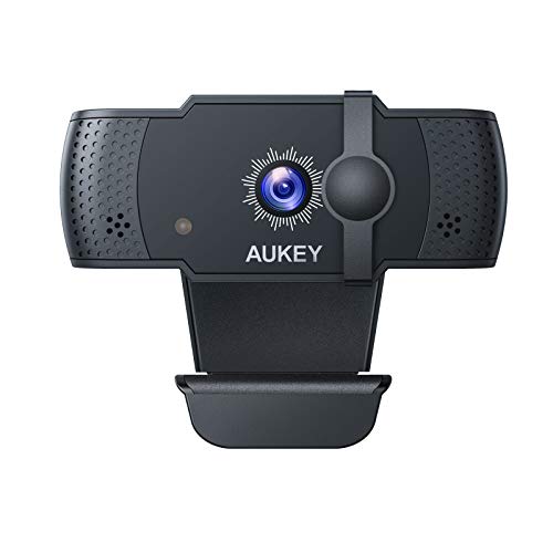 AUKEY Webcam 5 PM 1080p Autofocus con Microfonos de Reducción de Ruido, Full HD USB Webcam para Videoclamada y Grabación de Pantalla Ancha, Zoom, XSplit, Skype, Conferencia