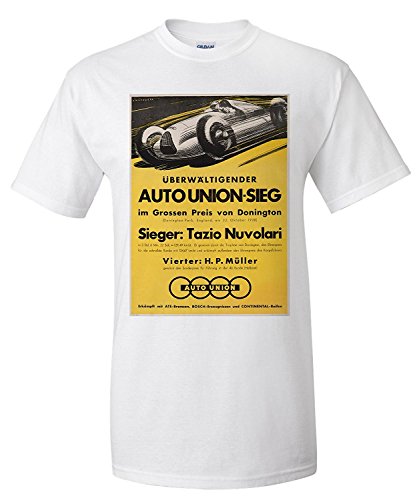 Auto Union Sieg - Tazio Nuvolari Vintage Poster (artist: Mundorff) Germany c. 1938 (Premium T-Shirt)
