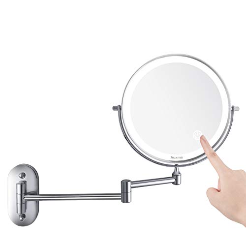Auxmir Espejo Maquillaje con Luz LED Aumento 1X/10X Espejo Cosmético Iluminoso de Doble Cara, 360 Rotación, Recargable USB, Extensible de Pared para Baño, Tocador, Hotel, Plata Auxmir Espejo Maquillaje con Luz LED Aumento 1X/10X Espejo Cosmético Iluminoso de Doble Cara, 360 Rotación, Recargable USB, Extensible de Pared para Baño, Tocador, Hotel, Plata