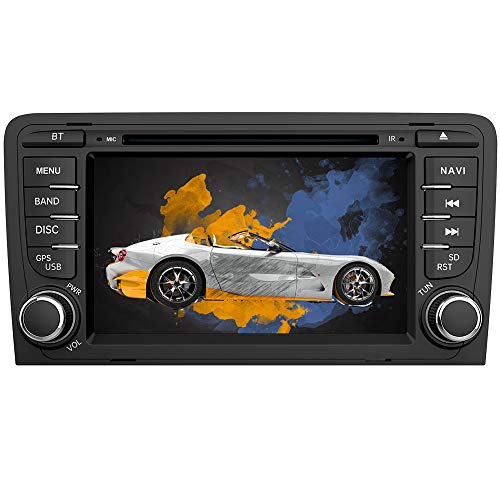 AWESAFE Radio Coche 7 Pulgadas con Pantalla Táctil 2 DIN para Audi A3/S3/RS3 2006-2012, Autoradio con Bluetooth/GPS/FM/RDS/CD DVD/USB/SD/RCA, Apoyo Mandos Volante, Mirrorlink y Aparcamiento