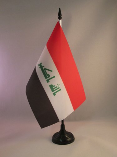 AZ FLAG Bandera de Mesa de Irak 21x14cm - BANDERINA de DESPACHO IRAQUÍ 14 x 21 cm