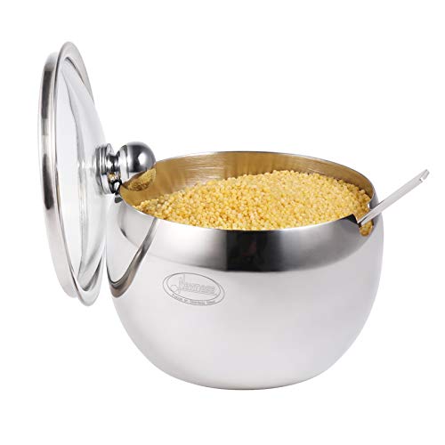 Azucarero, Newness acero inoxidable azucarero con tapa transparente (para mejor reconocimiento) y azúcar cuchara para hogar y cocina, forma de tambor Small Size, 240 ML(8.1 OZ or 1 Cup) Azucarero, Newness acero inoxidable azucarero con tapa transparente (para mejor reconocimiento) y azúcar cuchara para hogar y cocina, forma de tambor Small Size, 240 ML(8.1 OZ or 1 Cup)