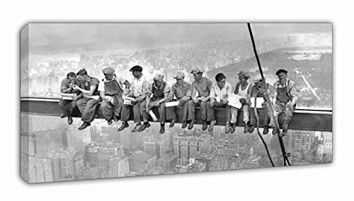 BaikalGallery Cuadro Lienzo OBREROS EN Nueva York 1932. Tamaño 50x100cm (P1054) Impreso en Canvas de algodón Tensado sobre Bastidor de 2 cm de Grosor. Acabado Mate