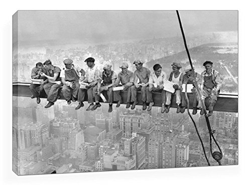 BaikalGallery Lienzo Foto OBREROS EN Nueva York Rockefeller Center 1932 Tamaño 50x70cm Impreso en Canvas Tensado en Bastidor de 2 cm de Grosor. Acabado Mate. Muy Ligero.