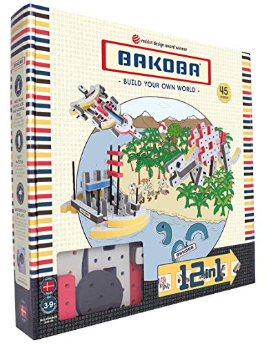 BAKOBA Multibox 4 - Construction Building Box 45 Parts Develop Stem Skills Award Winning Danish Design Compatible with Major Construction Brands