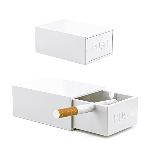 Balvi - Match Box cenicero en Forma de Caja de cerillas. con Tapa, sin Malos olores. Fácil de Lavar. Color Blanco. Fabricado en melamina