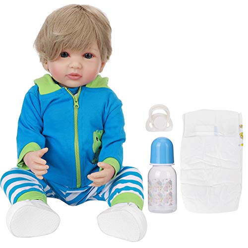 banapoy Simulación Baby Doll de Cuerpo Completo Silicona Boy Gift Set Regalo de cumpleaños Baby Doll para niño(Golden Retriever)