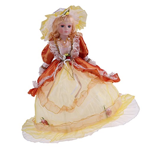 Baoblaze 18 Pulgadas Muñecas Hermosas de 45cm de Dama Victoriana para Colecciones - Vestido Amarillo