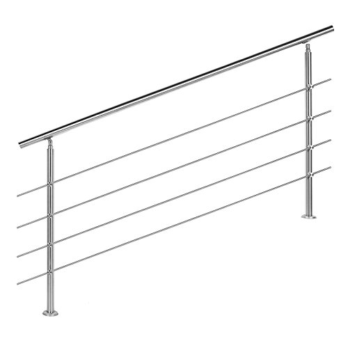 Barandilla acero inox 4 varillas 180cm Pasamanos escalera Parapeto Barandilla acero inox 4 varillas 180cm Pasamanos escalera Parapeto