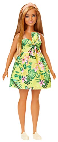 Barbie - Fashionista Muñeca Rubia Bronceada con Vestido de Estampado Tropical (Mattel FXL59) , color/modelo surtido