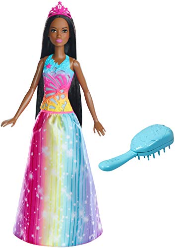 Barbie- Muñeca Dreamtopia, Princesa Cabello mágico Morena, Multicolor (Mattel FRB13)