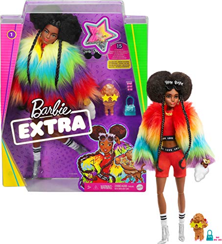 Barbie- Muñeca Extra 2 con un Look Brillante y cachorrito de Mascota (Mattel GVR04)