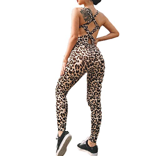 BaZhaHei Pantalones de Mujer Pantalones de Yoga Ajustados con Estampado de Leopardo Fitness Running Pantalones Huecos Sra Leopardo Apretado Grano Movimiento de Rueda de Ardilla Pantalones para Mujer