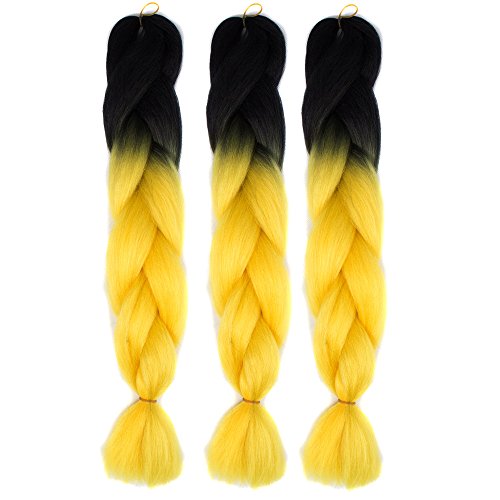 BaZhaHei Peluca de Mujer Belleza para Mujer 1PC Mujer gradiente Larga Trenza Ondulada Pelucas del Partido P Color de escorpión Grande Peluca CBZ-36 Negro Ming Amarillo