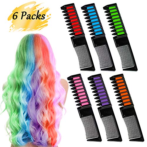 BEARBRO 6 Colores Tizas de Pelo, Peine Temporal Hair Chalk Set, Tinte no tóxico Color de Tiza para niñas y niños Pelo teñido, Fiesta, Navidad y Cosplay BEARBRO 6 Colores Tizas de Pelo, Peine Temporal Hair Chalk Set, Tinte no tóxico Color de Tiza para niñas y niños Pelo teñido, Fiesta, Navidad y Cosplay