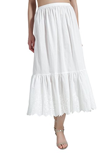 BEAUTELICATE Mujer Enaguas de Algodón Cortas Larga Combinación para Vestidos Antideslizante Plain Falda Marfil