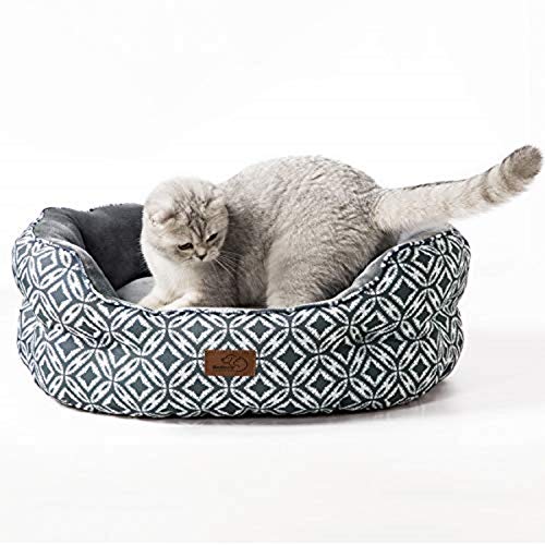Bedsure Cama Gato Grande Estampada - Camas para Gatos Suave y Lavable, Cojin Perro Pequeño Interior y Redonda, 64x53x23 cm Bedsure Cama Gato Grande Estampada - Camas para Gatos Suave y Lavable, Cojin Perro Pequeño Interior y Redonda, 64x53x23 cm