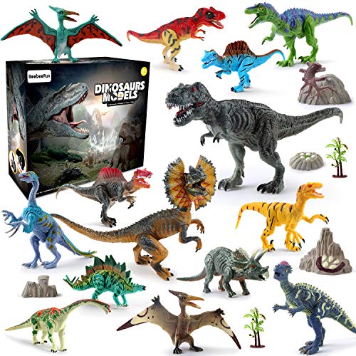 BeebeeRun Juego de Dinosaurios, 21 Piezas Figura de Dinosaurio Juguete Dinosaurio Regalo para Chicos Niños