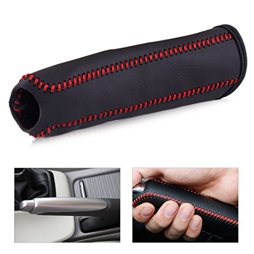 beler Negro Cuero Freno de Mano Rojo Cubierta de Costura Funda Protectora Apta para Honda Civic 2004-2011