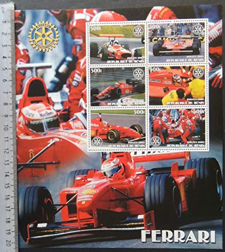 Benin 2003 sport motor car racing ferrari formula one rotary large m/sheet 6 values MNH sport rotary F1 cars JandRStamps 404639