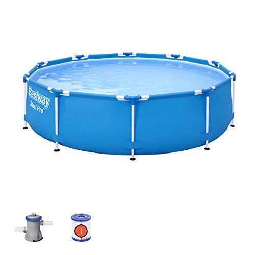 Bestway 56679 | Steel Pro – Piscina exterior redonda 305 x 76 cm, bomba de filtrado incluida