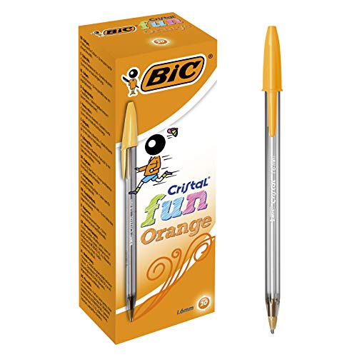 BIC 937417 Bolígrafo Cristal Fun de color naranja, caja de 20 BIC 937417 Bolígrafo Cristal Fun de color naranja, caja de 20