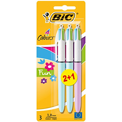 BiC - Bolígrafo de 4 colores (3 unidades)