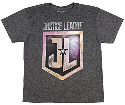 Bioworld Logotipo de Liga de la Justicia La película Jl DC Comics Boys' Camiseta licenciada (X-Large) Carbón brezo