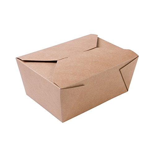 BIOZOYG Caja Alimentos Take Away I Bio Caja Alimentos con Tapa Plegable 1200 ml I Caja Rectangular cartón I Caja de cartón Kraft compostables marrón I 300 Piezas Caja desechable To Go