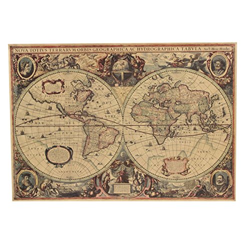 Bluelover Retro Kraft Papel 1641 Viejo Mundo Navegación Mapa Home Decor