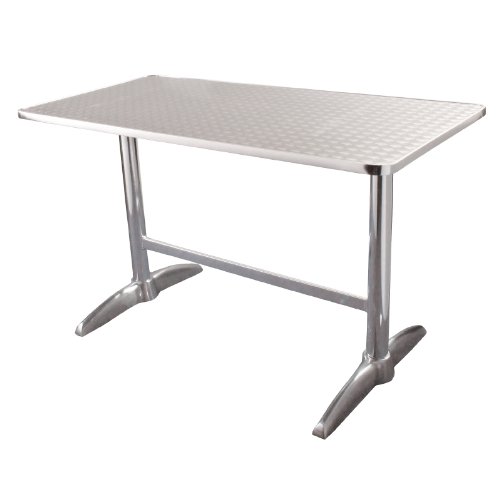 Bolero u432 rectangular pedestal mesa, tablero de acero inoxidable y borde de aluminio, 1200 mm x 600 mm), color plateado