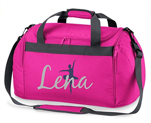 Bolsa de deporte con nombre, personalización e impresión, diseño de bailarina de ballet, bolsa de viaje para niña, incluye nombre impreso (rosa) Bolsa de deporte con nombre, personalización e impresión, diseño de bailarina de ballet, bolsa de viaje para niña, incluye nombre impreso (rosa)