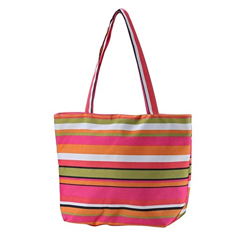 Bolsa de la compra (bolsa rayas 45 x 32 x 12 cm rosa hecha con algodón por Joe Cool