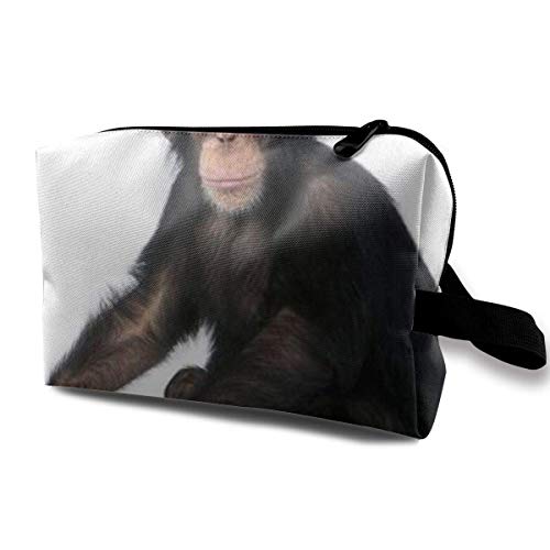 Bolsa de maquillaje para cosméticos joven chimpancé trogloditas multifuncional bolsa de viaje bolsa de almacenamiento