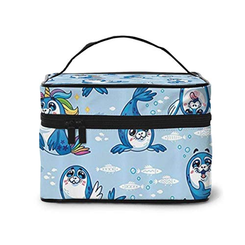 Bolsas de cosméticos Seal Pup Cartoon Aquatic Travel Makeup Bag Portable Makeup Boxes for Women Cosmetic Case Storage Organizer Travel Daily Carry