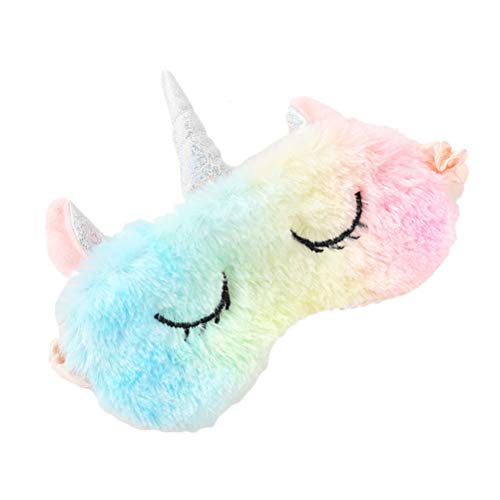 Bonito antifaz de peluche para dormir, con forma de unicornio, con orejas, para la noche, la siesta o viajes, para mujeres y niñas